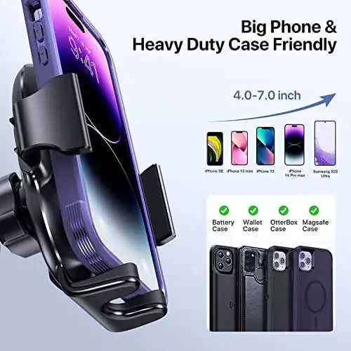 Miracase 3-in-1 Cell Phone Holders for Your Car, Universal Car Phone Holder Mount for Car Dashboard Air Vent Windshield Compatible with iPhone 15 14 13 12 11 Pro Max Xs XR X, Galaxy Black - 25