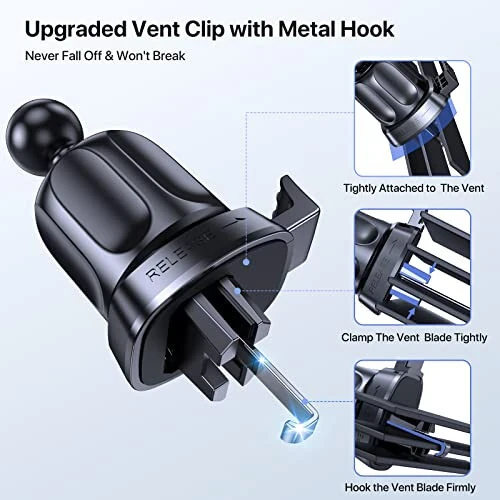 Miracase 3-in-1 Cell Phone Holders for Your Car, Universal Car Phone Holder Mount for Car Dashboard Air Vent Windshield Compatible with iPhone 15 14 13 12 11 Pro Max Xs XR X, Galaxy Black - 14