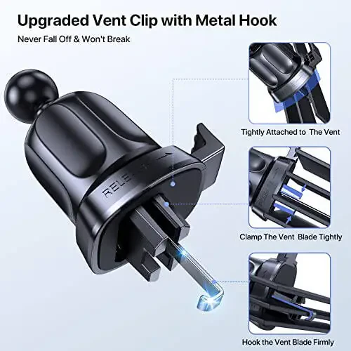 Miracase 3-in-1 Cell Phone Holders for Your Car, Universal Car Phone Holder Mount for Car Dashboard Air Vent Windshield Compatible with iPhone 15 14 13 12 11 Pro Max Xs XR X, Galaxy Black - 14