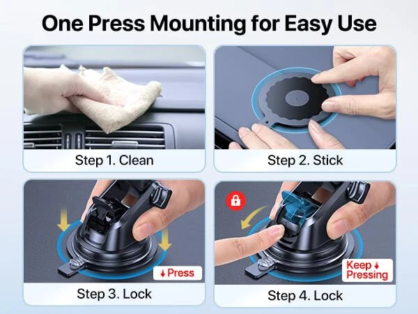 Miracase 3-in-1 Cell Phone Holders for Your Car, Universal Car Phone Holder Mount for Car Dashboard Air Vent Windshield Compatible with iPhone 15 14 13 12 11 Pro Max Xs XR X, Galaxy Black - 12