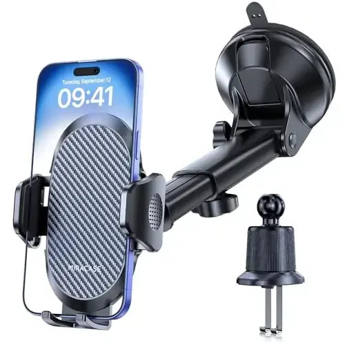 Miracase 3-in-1 Cell Phone Holders for Your Car, Universal Car Phone Holder Mount for Dashboard Air Vent Windshield Compatible with iPhone 15 14 13 12 16 Pro Max Xs XR X, Galaxy Dark Black - MIRACASE