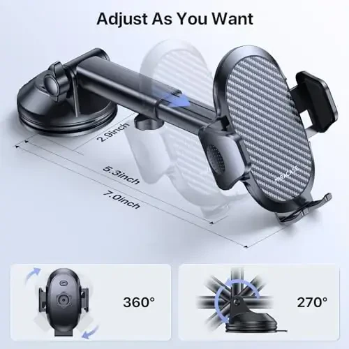 Miracase 3-in-1 Cell Phone Holders for Your Car, Universal Car Phone Holder Mount for Dashboard Air Vent Windshield Compatible with iPhone 15 14 13 12 16 Pro Max Xs XR X, Galaxy Dark Black - 4