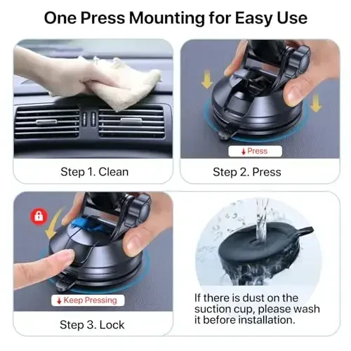 Miracase 3-in-1 Cell Phone Holders for Your Car, Universal Car Phone Holder Mount for Dashboard Air Vent Windshield Compatible with iPhone 15 14 13 12 16 Pro Max Xs XR X, Galaxy Dark Black - 5