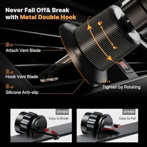 Miracase 3-in-1 Cell Phone Holders for Your Car, Universal Car Phone Holder Mount for Dashboard Air Vent Windshield Compatible with iPhone 15 14 13 12 16 Pro Max Xs XR X, Galaxy Dark Black - 6