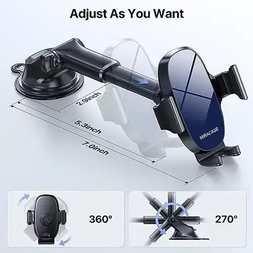 Miracase 3-in-1 Cell Phone Holders for Your Car, Universal Car Phone Holder Mount for Dashboard Air Vent Windshield Compatible with iPhone16 15 14 13 12 14 Pro Max Xs XR X, Galaxy Blue - 4