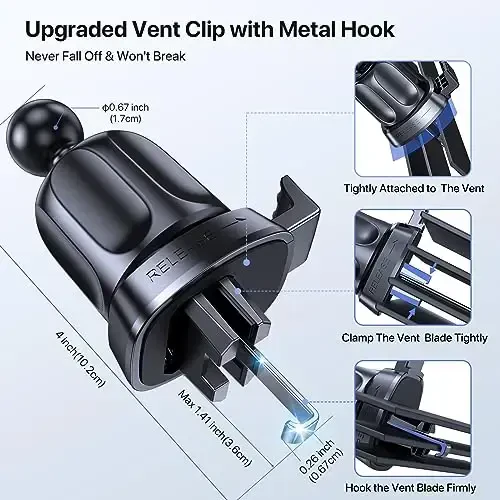 Miracase 3-in-1 Cell Phone Holders for Your Car, Universal Car Phone Holder Mount for Dashboard Air Vent Windshield Compatible with iPhone16 15 14 13 12 14 Pro Max Xs XR X, Galaxy Blue - 6