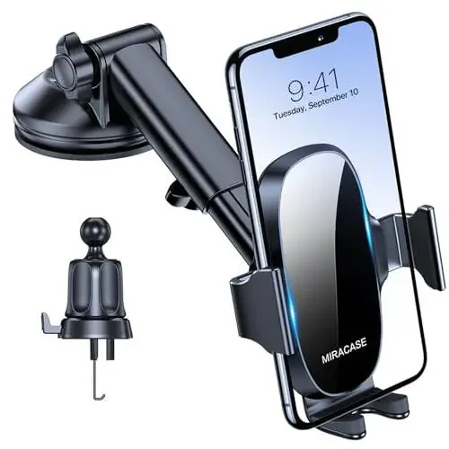Miracase 3-in-1 Cell Phone Holders for Your Car, Universal Car Phone Holder Mount for Dashboard Air Vent Windshield Compatible with iPhone16 15 14 13 12 11 Pro Max Xs XR X, Galaxy Stripe - 15