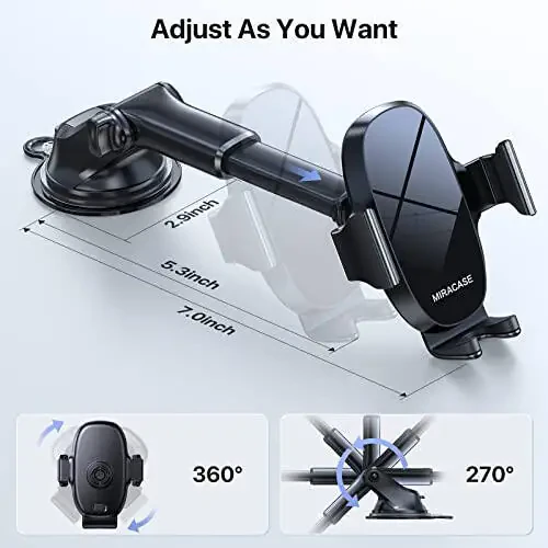 Miracase 3-in-1 Cell Phone Holders for Your Car, Universal Car Phone Holder Mount for Dashboard Air Vent Windshield Compatible with iPhone16 15 14 13 12 11 Pro Max Xs XR X, Galaxy Stripe - 13