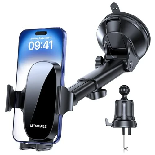 Miracase 3-in-1 Cell Phone Holders for Your Car, Universal Car Phone Holder Mount for Dashboard Air Vent Windshield Compatible with iPhone16 15 14 13 12 11 Pro Max Xs XR X, Galaxy Stripe - 11