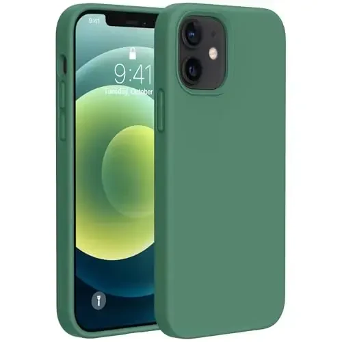 Miracase Compatible with iPhone 12 Case and iPhone 12 Pro Case, Liquid Silicone Gel Rubber Full Body Protection Shockproof Drop Protection Phone Case for iPhone 12/12 Pro 6.1 inch, Acacia Green - MIRACASE