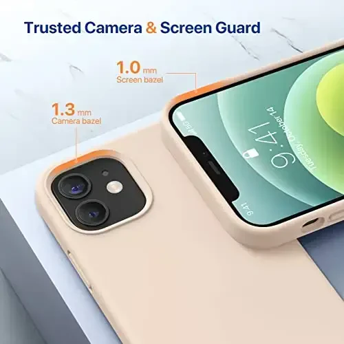 Miracase Compatible with iPhone 12 Case and iPhone 12 Pro Case, Liquid Silicone Gel Rubber Full Body Protection Shockproof Drop Protection Phone Case for iPhone 12/12 Pro 6.1 inch, Bean Grey - 5