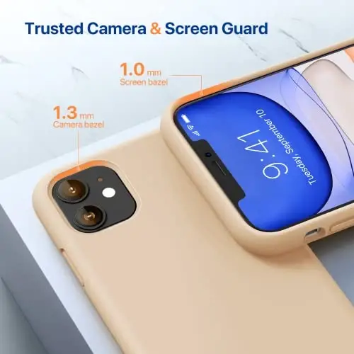 Miracase Compatible with iPhone 12 Case and iPhone 12 Pro Case, Liquid Silicone Gel Rubber Full Body Protection Shockproof Drop Protection Phone Case for iPhone 12/12 Pro 6.1 inch, Bean Grey - 5