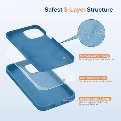 Miracase Compatible with iPhone 12 Case and iPhone 12 Pro Case, Liquid Silicone Gel Rubber Full Body Protection Shockproof Drop Protection Phone Case for iPhone 12/12 Pro 6.1 inch, Capri Blue - 7