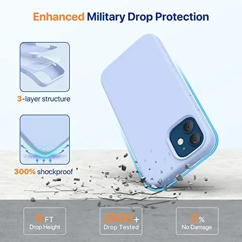 Miracase Compatible with iPhone 12 Case and iPhone 12 Pro Case, Liquid Silicone Gel Rubber Full Body Protection Shockproof Drop Protection Phone Case for iPhone 12/12 Pro 6.1 inch, Clove Purple - 4