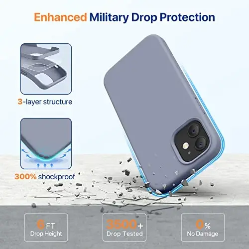 Miracase Compatible with iPhone 12 Case and iPhone 12 Pro Case, Liquid Silicone Gel Rubber Full Body Protection Shockproof Drop Protection Phone Case for iPhone 12/12 Pro 6.1 inch, Lavender Gray - 4