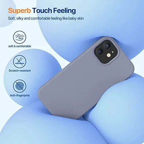 Miracase Compatible with iPhone 12 Case and iPhone 12 Pro Case, Liquid Silicone Gel Rubber Full Body Protection Shockproof Drop Protection Phone Case for iPhone 12/12 Pro 6.1 inch, Lavender Gray - 3