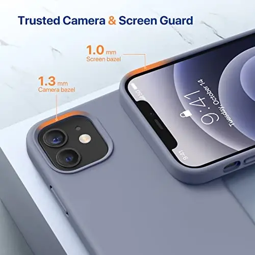 Miracase Compatible with iPhone 12 Case and iPhone 12 Pro Case, Liquid Silicone Gel Rubber Full Body Protection Shockproof Drop Protection Phone Case for iPhone 12/12 Pro 6.1 inch, Lavender Gray - 5