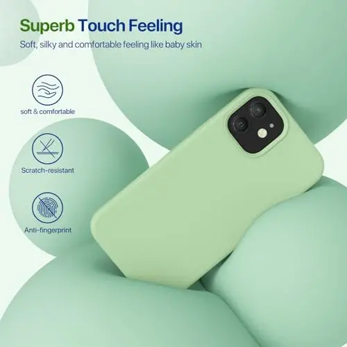 Miracase Compatible with iPhone 12 Case and iPhone 12 Pro Case, Liquid Silicone Gel Rubber Full Body Protection Shockproof Drop Protection Phone Case for iPhone 12/12 Pro 6.1 inch, Matcha Green - 2