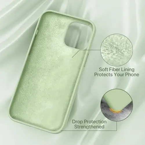 Miracase Designed for iPhone 13 Pro Max Case with Screen Protector,[Soft Anti-Scratch Microfiber Lining],Shockproof Liquid Silicone Rubber Phone Case Cover 6.7 inch, Matcha Green - 5