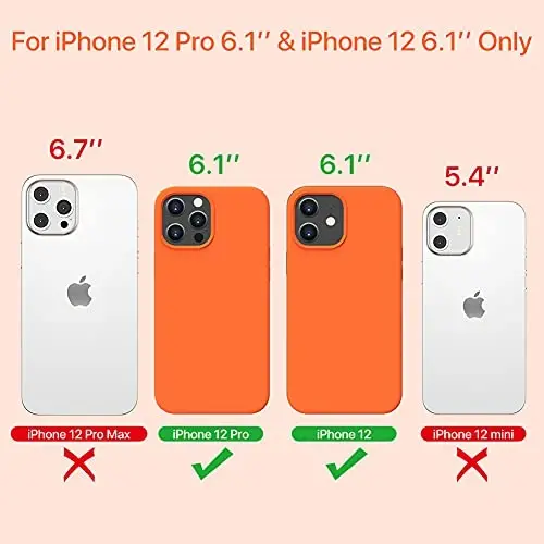 Miracase Compatible with iPhone 12 Case and iPhone 12 Pro Case, Liquid Silicone Gel Rubber Full Body Protection Shockproof Drop Protection Phone Case for iPhone 12/12 Pro 6.1 inch, Orange 