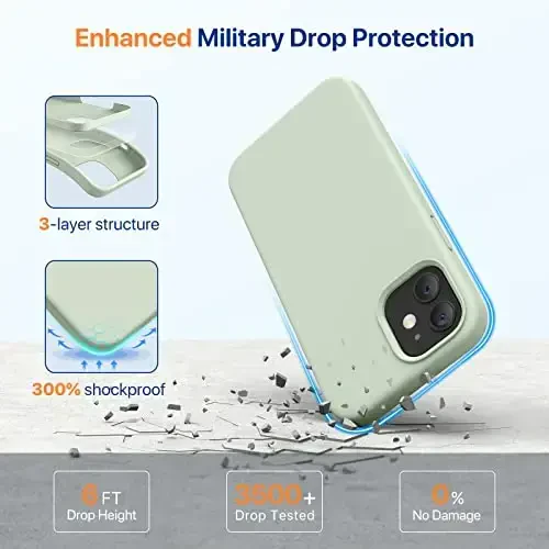 Miracase Compatible with iPhone 12 Case and iPhone 12 Pro Case, Liquid Silicone Gel Rubber Full Body Protection Shockproof Drop Protection Phone Case for iPhone 12/12 Pro 6.1 inch, Patina Green - 4