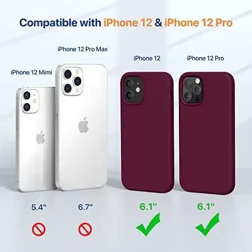 Miracase Compatible with iPhone 12 Case and iPhone 12 Pro Case, Liquid Silicone Gel Rubber Full Body Protection Shockproof Drop Protection Phone Case for iPhone 12/12 Pro 6.1 inch, Wine Red - 2