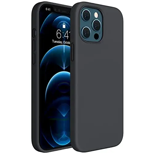 Miracase Compatible with iPhone 12 Pro Max Case, [Soft Anti-Scratch Microfiber Lining], Liquid Silicone Case Gel Rubber Shockproof Drop Protection Phone Case for 12 Pro Max, Black - 1