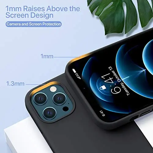 Miracase Compatible with iPhone 12 Pro Max Case, [Soft Anti-Scratch Microfiber Lining], Liquid Silicone Case Gel Rubber Shockproof Drop Protection Phone Case for 12 Pro Max, Black - 5