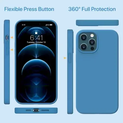 Miracase Compatible with iPhone 12 Pro Max Case, [Soft Anti-Scratch Microfiber Lining], Liquid Silicone Case Gel Rubber Shockproof Drop Protection Phone Case for 12 Pro Max, Capri Blue - 6
