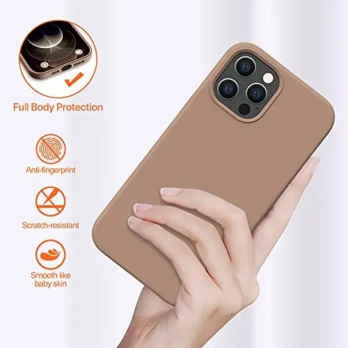 Miracase Compatible with iPhone 12 Pro Max Case, [Soft Anti-Scratch Microfiber Lining], Liquid Silicone Case Gel Rubber Shockproof Drop Protection Phone Case for 12 Pro Max, Chocolate - 3