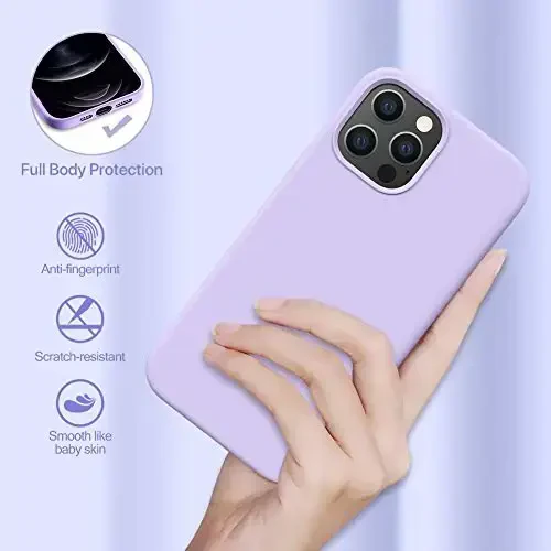 Miracase Compatible with iPhone 12 Pro Max Case, [Soft Anti-Scratch Microfiber Lining], Liquid Silicone Case Gel Rubber Shockproof Drop Protection Phone Case for 12 Pro Max, Light Purple - 4