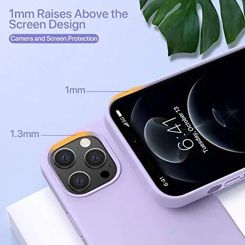 Miracase Compatible with iPhone 12 Pro Max Case, [Soft Anti-Scratch Microfiber Lining], Liquid Silicone Case Gel Rubber Shockproof Drop Protection Phone Case for 12 Pro Max, Light Purple - 5