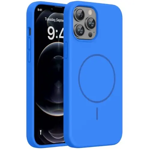 Miracase Compatible with iPhone 12 Pro Max Case, [Soft Anti-Scratch Microfiber Lining], Liquid Silicone Case Gel Rubber Shockproof Drop Protection Phone Case for 12 Pro Max, Mediterranean Blue 