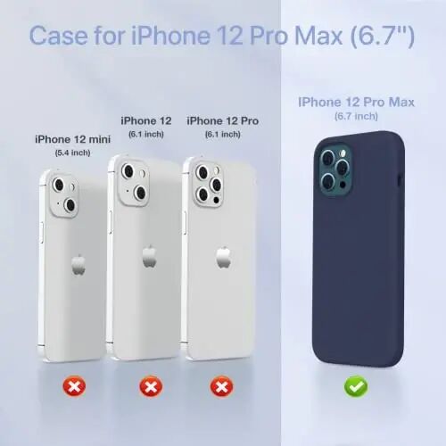 Miracase Compatible with iPhone 12 Pro Max Case, [Soft Anti-Scratch Microfiber Lining], Liquid Silicone Case Gel Rubber Shockproof Drop Protection Phone Case for 12 Pro Max, Navy Blue - 2
