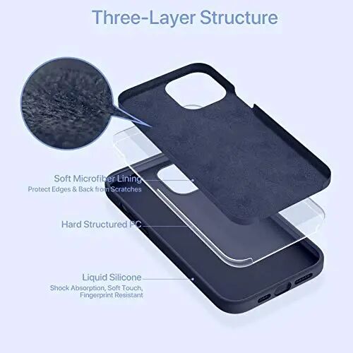 Miracase Compatible with iPhone 12 Pro Max Case, [Soft Anti-Scratch Microfiber Lining], Liquid Silicone Case Gel Rubber Shockproof Drop Protection Phone Case for 12 Pro Max, Navy Blue - 3