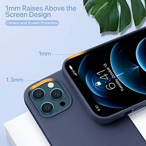 Miracase Compatible with iPhone 12 Pro Max Case, [Soft Anti-Scratch Microfiber Lining], Liquid Silicone Case Gel Rubber Shockproof Drop Protection Phone Case for 12 Pro Max, Navy Blue - 5