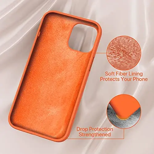 Miracase Compatible with iPhone 12 Pro Max Case, [Soft Anti-Scratch Microfiber Lining], Liquid Silicone Case Gel Rubber Shockproof Drop Protection Phone Case for 12 Pro Max, Orange - 5