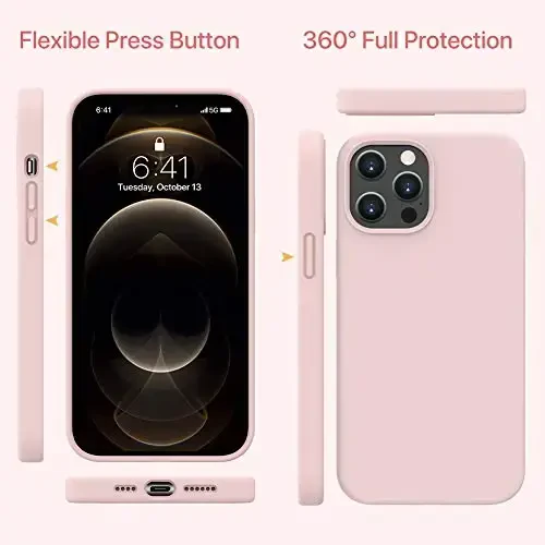 Miracase Compatible with iPhone 12 Pro Max Case, [Soft Anti-Scratch Microfiber Lining], Liquid Silicone Case Gel Rubber Shockproof Drop Protection Phone Case for 12 Pro Max, Sand Pink - 6