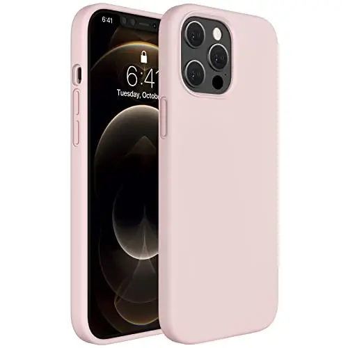 Miracase Compatible with iPhone 12 Pro Max Case, [Soft Anti-Scratch Microfiber Lining], Liquid Silicone Case Gel Rubber Shockproof Drop Protection Phone Case for 12 Pro Max, Sand Pink - MIRACASE