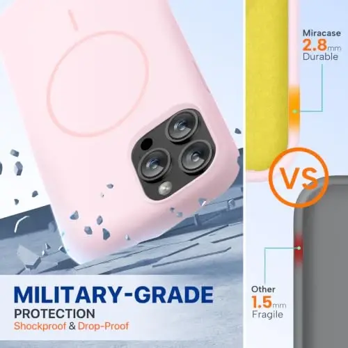 Miracase Compatible with iPhone 12 Pro Max Case, [Soft Anti-Scratch Microfiber Lining], Liquid Silicone Case Gel Rubber Shockproof Drop Protection Phone Case for 12 Pro Max, Sand Pink - 3