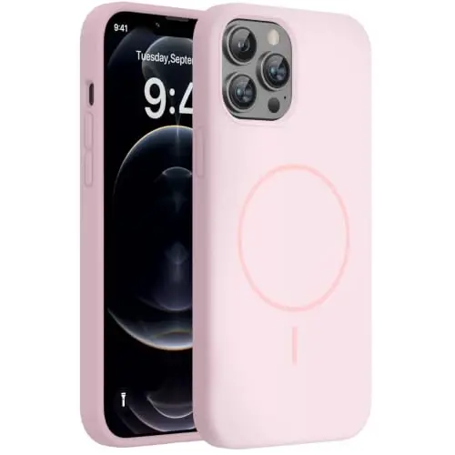 Miracase Compatible with iPhone 12 Pro Max Case, [Soft Anti-Scratch Microfiber Lining], Liquid Silicone Case Gel Rubber Shockproof Drop Protection Phone Case for 12 Pro Max, Sand Pink 