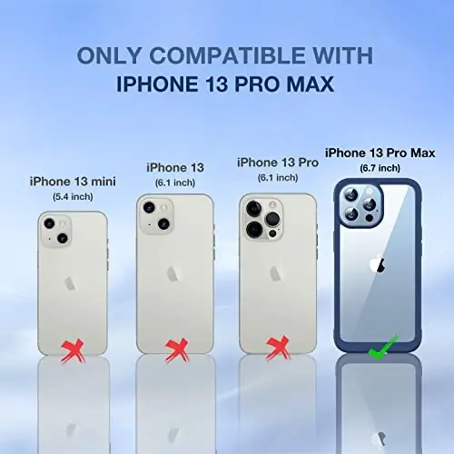 Miracase Compatible with iPhone 13 Pro Max Case Navy Blue, Anti-Yellowing Shockproof Phone Clear Case, Premium Hybrid Protective Bumper Case Fit for iPhone 13 Pro Max - 6