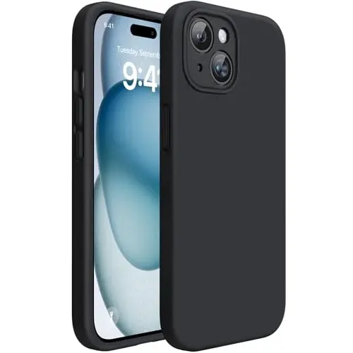 Miracase Compatible with iPhone 15 Case, [Soft Anti-Scratch Microfiber Lining], Liquid Silicone Case Gel Rubber Shockproof Drop Protection Phone Case for iPhone 15 (Black) - 2