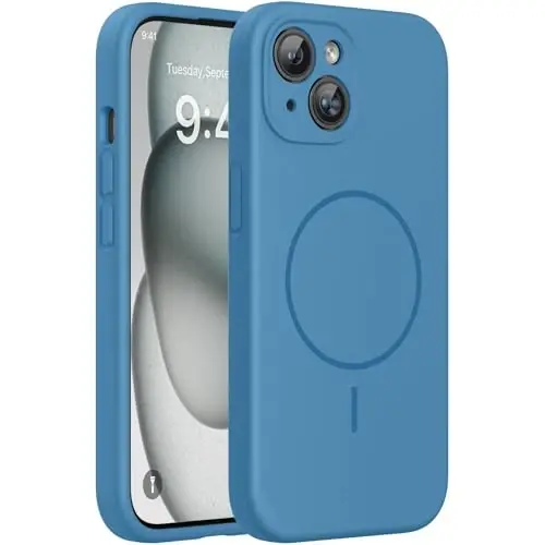 Miracase Compatible with iPhone 15 Case, [Soft Anti-Scratch Microfiber Lining], Liquid Silicone Case Gel Rubber Shockproof Drop Protection Phone Case for iPhone 15, Capri Blue - MIRACASE