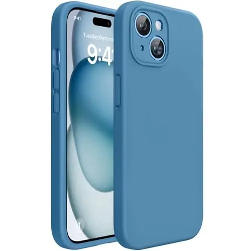 Miracase Compatible with iPhone 15 Case, [Soft Anti-Scratch Microfiber Lining], Liquid Silicone Case Gel Rubber Shockproof Drop Protection Phone Case for iPhone 15, Capri Blue - 1