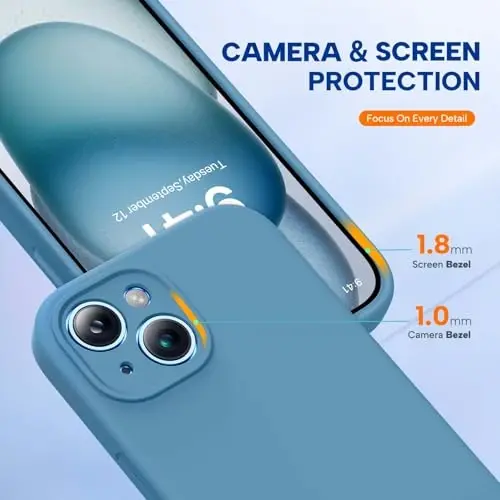 Miracase Compatible with iPhone 15 Case, [Soft Anti-Scratch Microfiber Lining], Liquid Silicone Case Gel Rubber Shockproof Drop Protection Phone Case for iPhone 15, Capri Blue - 2