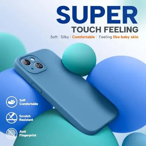 Miracase Compatible with iPhone 15 Case, [Soft Anti-Scratch Microfiber Lining], Liquid Silicone Case Gel Rubber Shockproof Drop Protection Phone Case for iPhone 15, Capri Blue - 3