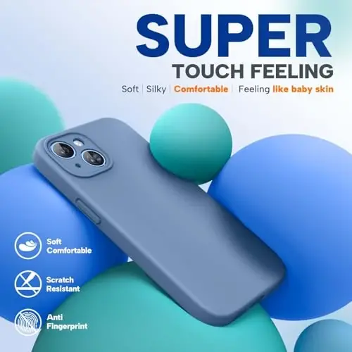 Miracase Compatible with iPhone 15 Case, [Soft Anti-Scratch Microfiber Lining], Liquid Silicone Case Gel Rubber Shockproof Drop Protection Phone Case for iPhone 15, Glass Blue - 3