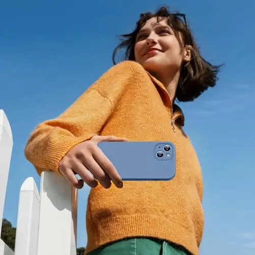 Miracase Compatible with iPhone 15 Case, [Soft Anti-Scratch Microfiber Lining], Liquid Silicone Case Gel Rubber Shockproof Drop Protection Phone Case for iPhone 15, Glass Blue - 5