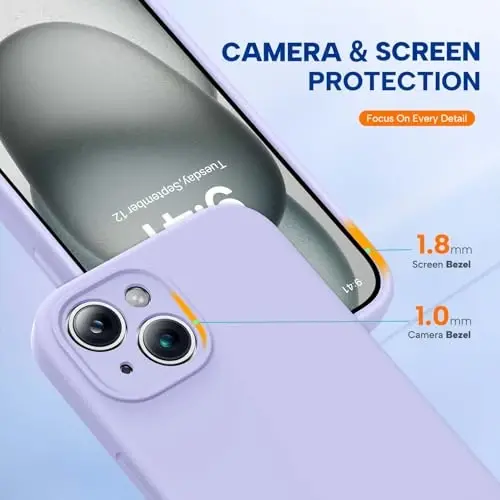 Miracase Compatible with iPhone 15 Case, [Soft Anti-Scratch Microfiber Lining], Liquid Silicone Case Gel Rubber Shockproof Drop Protection Phone Case for iPhone 15, Light Purple - 2
